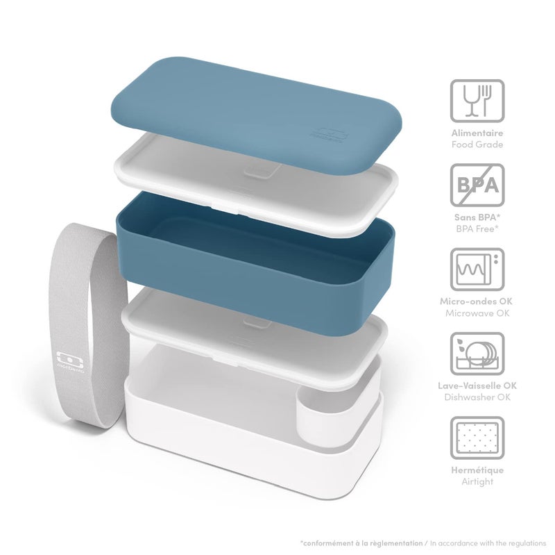 monbento - Bento Box MB Original Blossom with Compartments - 2 Tier Leakproof Lunch Box for Work and Meal Prep - BPA Free - Food Grade Safe - Japanese Flowers - Red & White - Image 3